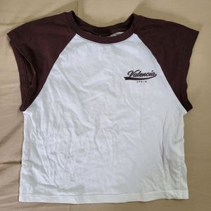 Crop Top Brown And White