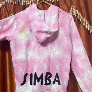 Crop Simba Pink And White Hoodie