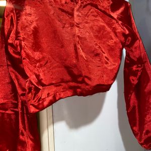 Red Satin Crop Top