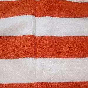 BRAND NEW ORANGE With White STRIPE BATH TOWEL