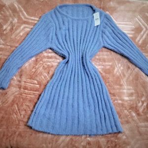 Soft Blue Sweater Dress