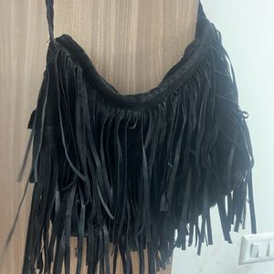 Black Fringed Bag