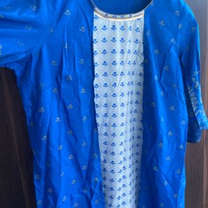 Blue And Golden Print Kurta