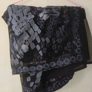 Beautiful Georget Black Saree