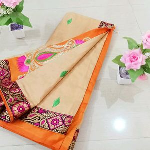 Double Colour Designer Sowcarpet Saree For Womens