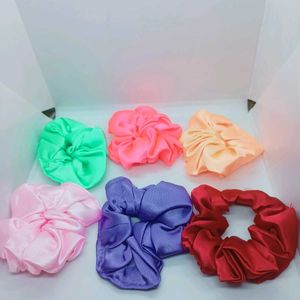 New 6 Pieces Scrunchies With Free Courier Bags