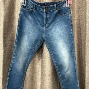 Denim Straight Leg Distressed Jeans