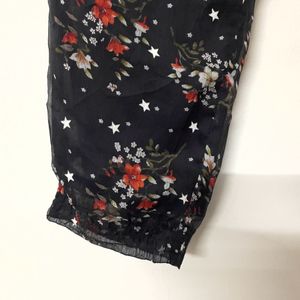 Black Floral Print Lower