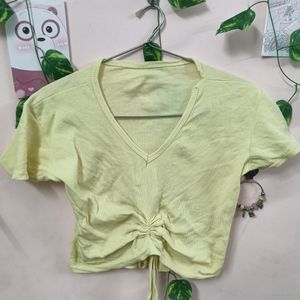 Light Yellow Ruched Top