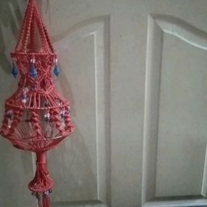 Red Hand And Home Made Macrame Jhumar