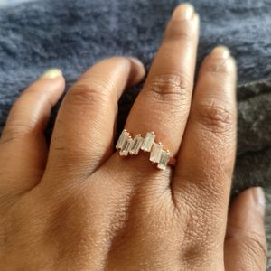 Beautiful AD Ring, Size - 4.5, Rose Gold Polish
