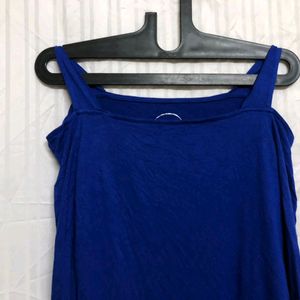 Blue Cold Shoulder Top