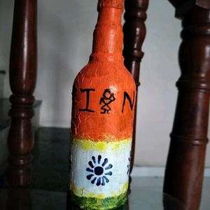 Painted Bottle With Tri Coloured Flag Theme