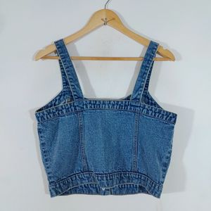 Mid Blue Denim Crop Top (Women's)