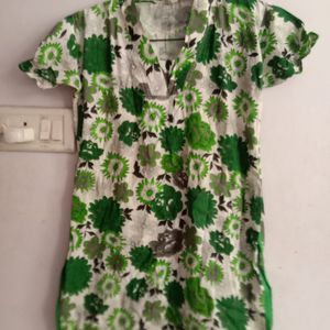 White-Green Short Kurti