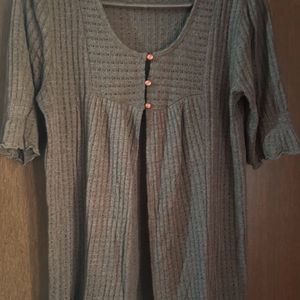 Charcoal , Dark Grey Colored Shrug Style Top