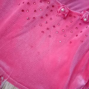 A Pink Ethnic Velvet Gown Medium Size For Girls