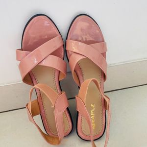 Brand New Peach Color Peep Toes Footwear