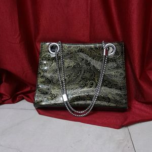 Black Handbag With Gold Detailing