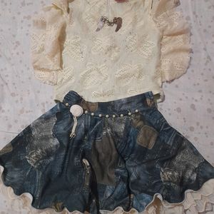 Mini Skirt With Crop Tops For 2-3years