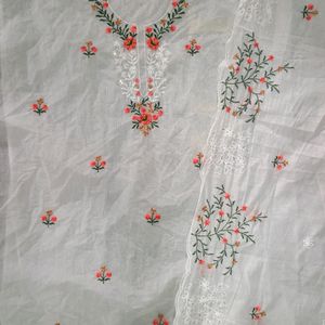 MAL-MAL COTTON KURTI WITH DUPATTA