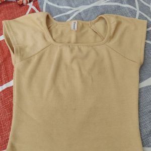 Beige Square Neck Top