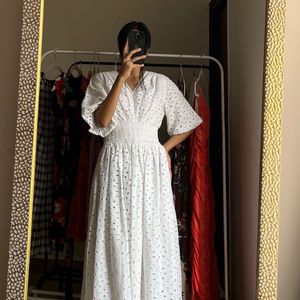 Cotton Broderie White Maxi Dress