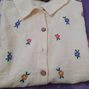 Zink Brand Beautiful Flower Embroidered Top