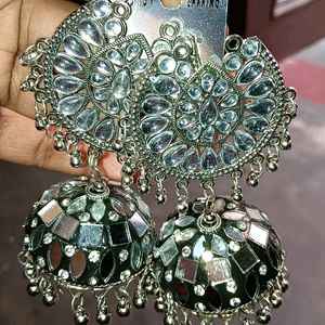 Mirror Work Jhumka Earrings &Stude