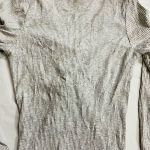 Women Grey Ribbed Top