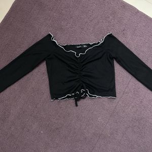 Bohoo Black Offshoulder Crop Top