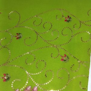 GREEN SEQUIN WORK EMBROIDED SAREE