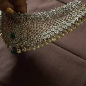 CZ CHOKER WITH PEARLS