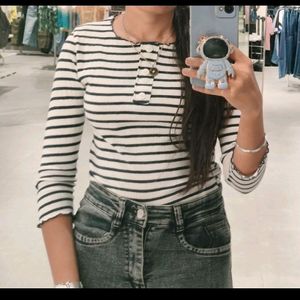 Black And White Striped Top