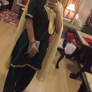 Bottle Green Punjabi Patiyala Suit