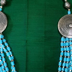 Blue And Silver Multilayer Bohomian Necklace