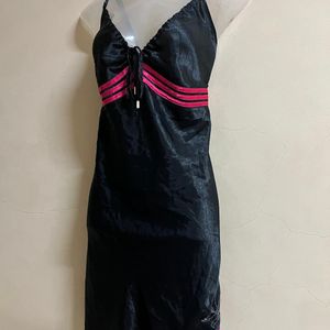 Korean Silk Sexy Black One Piece