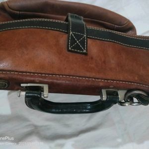 Used Genuine Leather Unisex Office Bag In Good Con