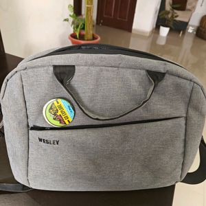 Grey Laptop Bag With Multiple Compartment