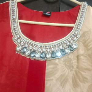 Embellished Neck Kurti With Stones