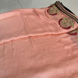 Saree With Work Blouse