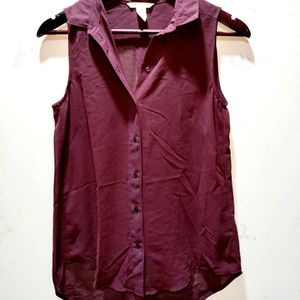 H&M Wine See Through Shirt Top