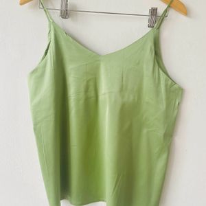 Lime Green Satin Tank Top