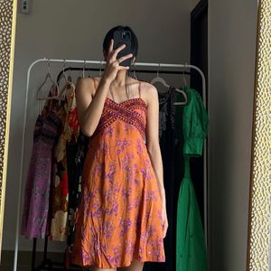 Rust Orange  Floral Mini dress