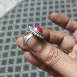 92.5 Hallmarked Pure Silver Red Coral Ring