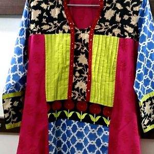 40-42 Pure Cotton Multicolour Kurti