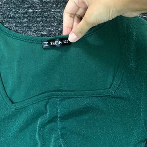 Square Neck Glittery Green Top (NEW)