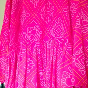 Women Pink Bandhani Style Gown