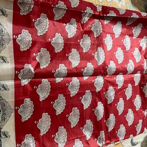 Paper Silk Beautiful Red Saree