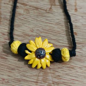 Brand New Clay Flower Necklace And Dangler Earring